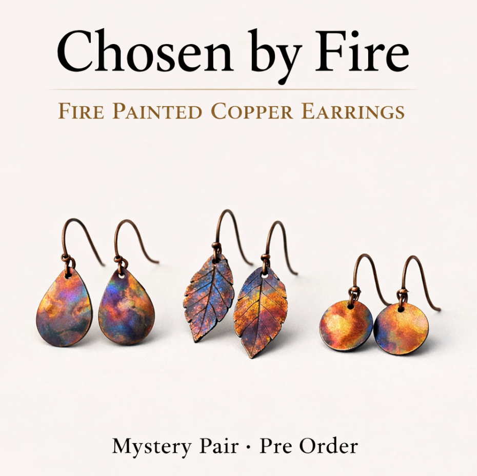 Chosen By Fire-Surprise Fire Painted Copper Earrings